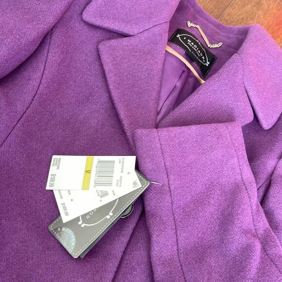 1 Madison the Coat Edit Wool-blend Reefer Coat-Purple-medium - Picture 3 of 5